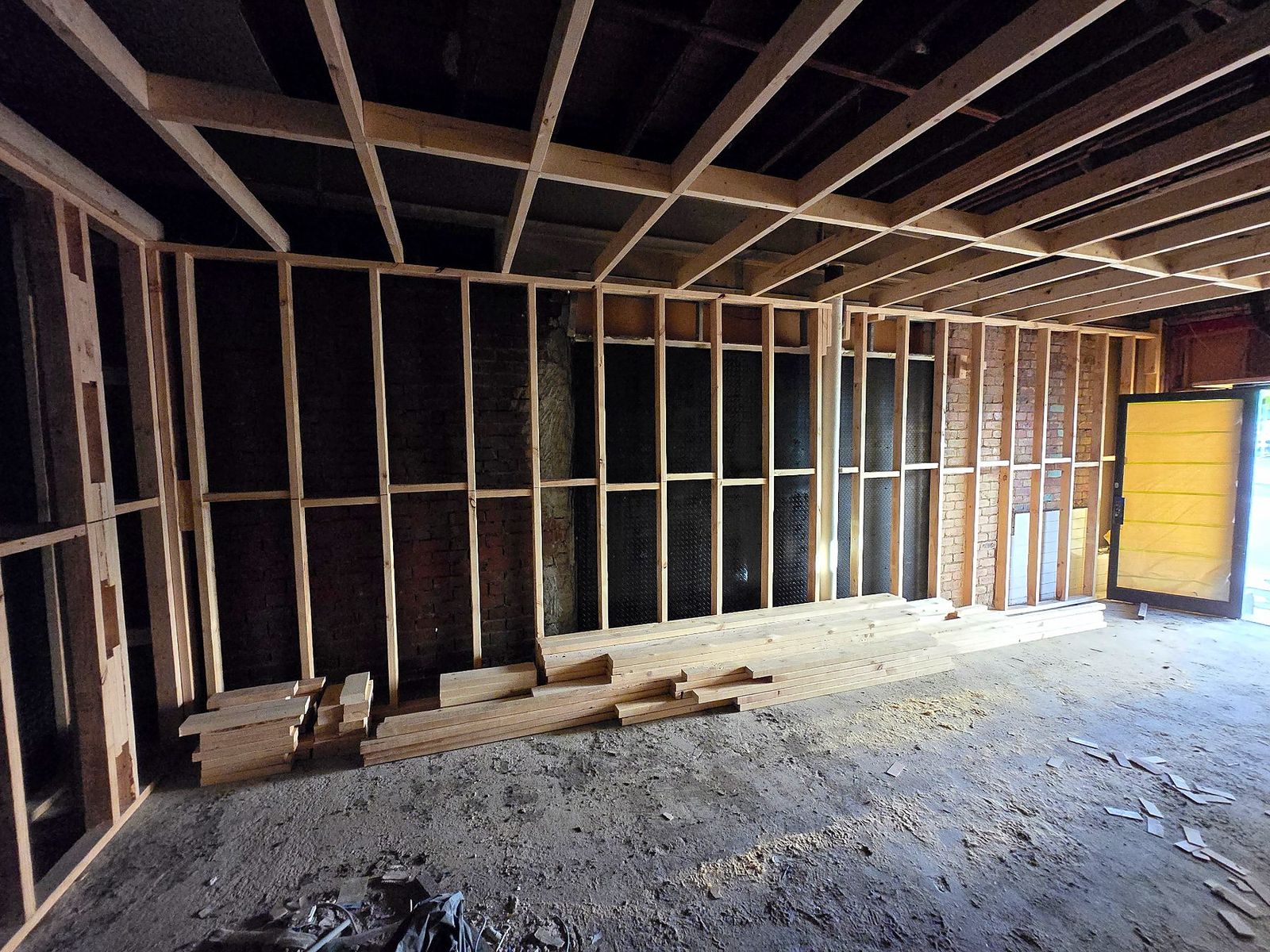 Timber wall and ceiling framing in a Coburg shop renovation - Master Framers