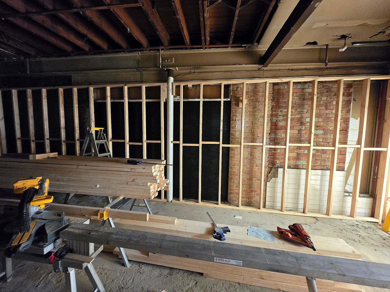 Internal partition wall framing in a Coburg shop renovation - Master Framers