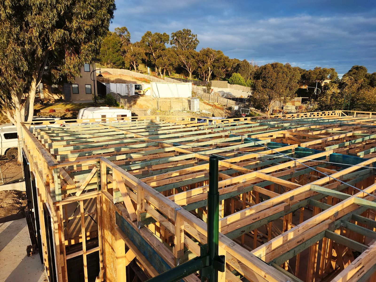 Upper floor timber joist framing across a custom home in Doreen VIC - Master Framers