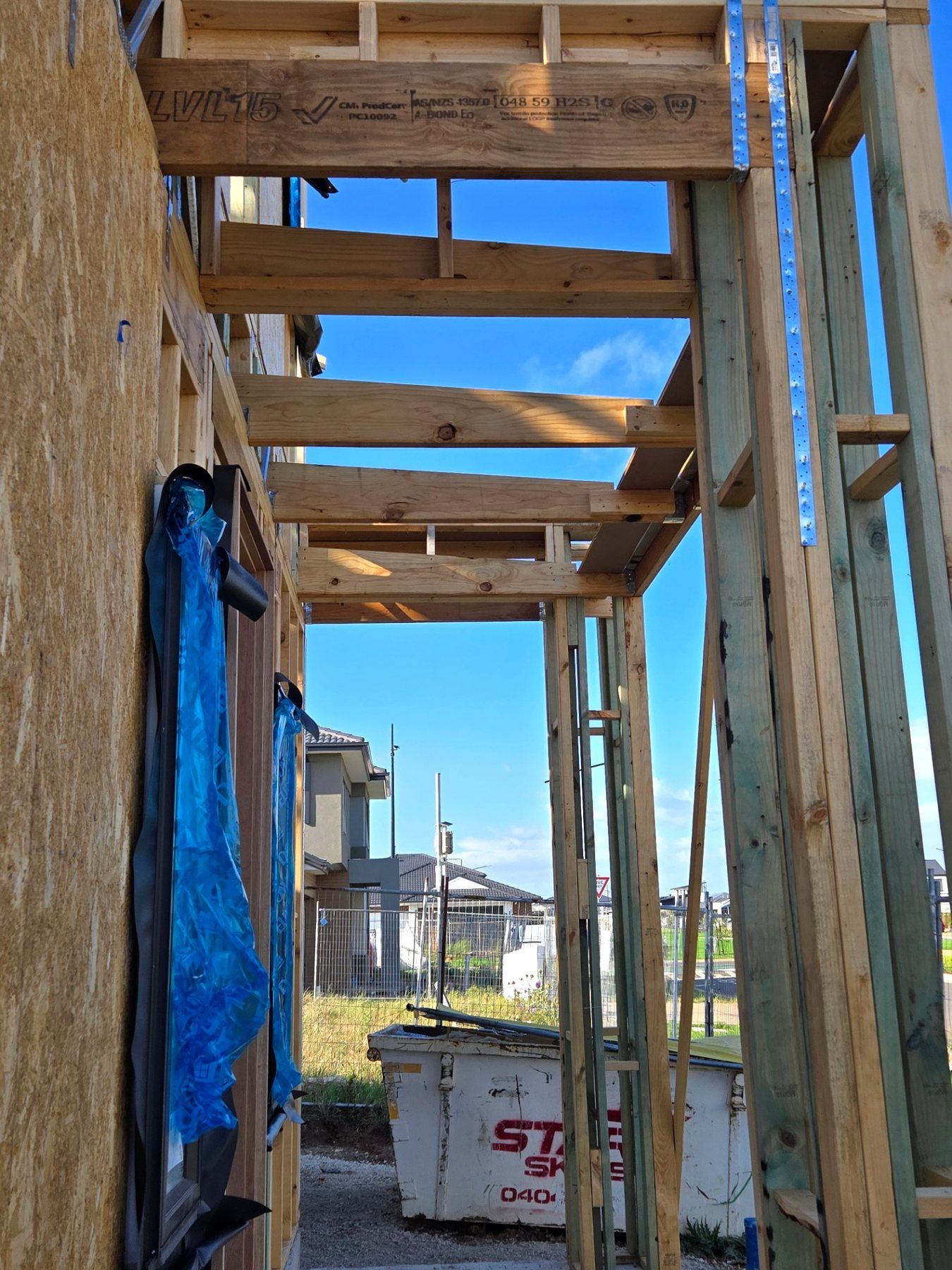 Structural timber framing detail inside a double storey frame in Melbourne - Master Framers