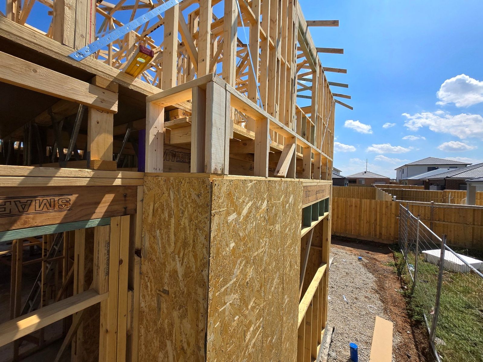 Timber wall framing on a double storey residential build in Melbourne - Master Framers